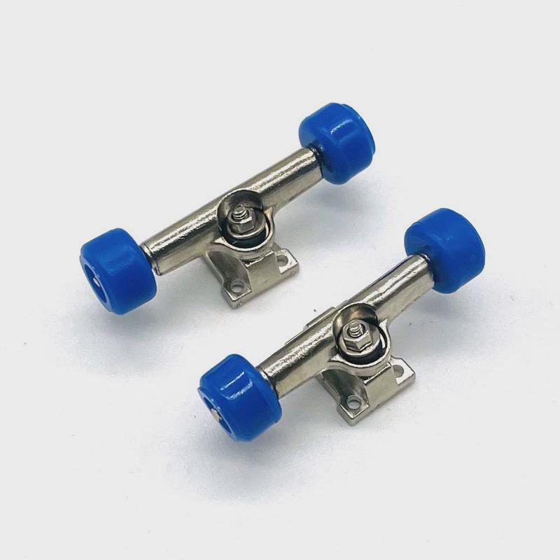 A pair of deep blue wheel support bridges